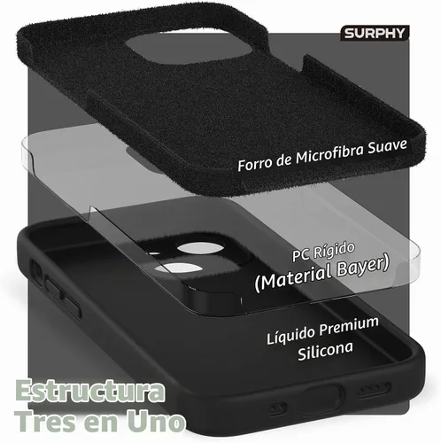 Vista 5 de SURPHY Funda compatible con iPhone 13 Mini con protector de pantalla, (protección de cámara y forro de microfibra suave), funda de silicona líquida