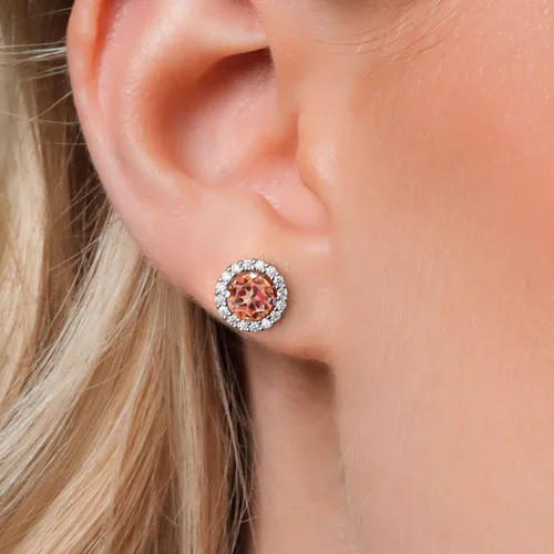 Vista 163 de Gem Stone King Aretes redondos de plata de ley 925 de 0.236 in con piedra natal extraíble para mujer