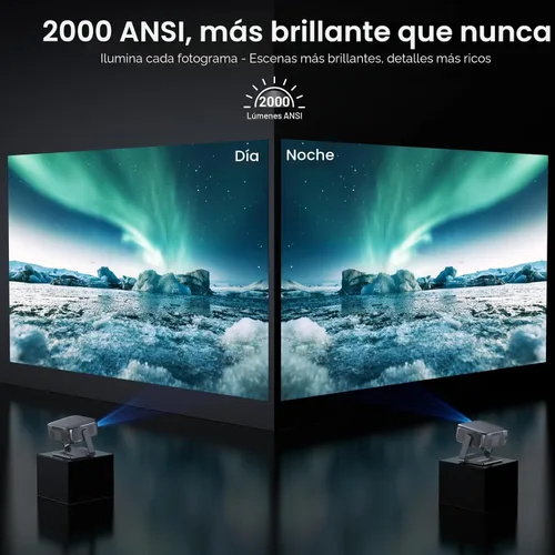 Vista 4 de Proyector para exteriores de Google TV con licencia oficial ANSI 2000 4K Full HD, proyector inteligente con WiFi y Bluetooth