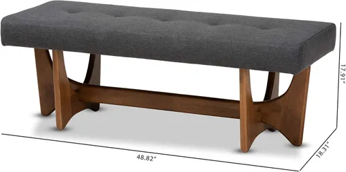 Vista 3 de Baxton Studio Bancos, talla única, gris oscuro/nogal Gris oscuro/marrón nogal