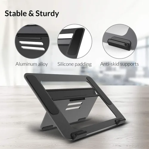 Vista 6 de Avantree YS104 - Soporte de refrigeración ajustable de aluminio para computadora portátil, soporte portátil para iPad, tableta y libro, elevador