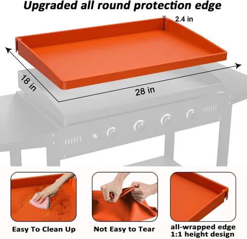 Vista 5 de Funda de silicona para parrilla Blackstone de 28 pulgadas Tapete protector de cobertura completa Resistente de grado alimenticio Previene