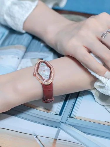 Vista 4 de onedear Reloj de lujo para mujer reloj de pulsera de cuarzo suizo con marca de tiempo de diamante Convallaria Majalis rojo
