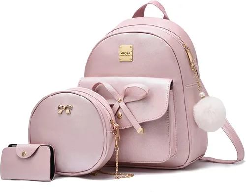 Vista 13 de ZGWJ Mini mochila de cuero con moño, mochila pequeña, linda mochila casual de viaje para niñas y mujeres, M, Mochilas tipo mochila