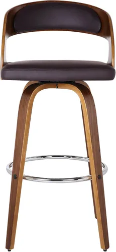 Vista 7 de Armen Living Shelly 26" Altura del Asiento Taburete Giratorio de Bar de Estilo Moderno de Mediados del Siglo para Isla de Cocina y Encimera en Cuero