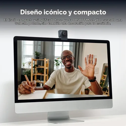 Vista 2 de OBSBOT Meet Cámara web 4K con tecnología de IA, encuadre y enfoque automático con IA, cámara web con micrófono, bokeh de fondo, 60 FPS, corrección