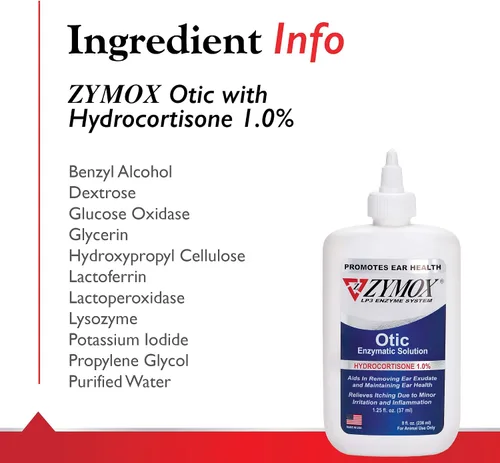 Vista 5 de Solución enzimática Otic para tratamiento de problemas de oído de mascotas con hidrocortisona de Zymox