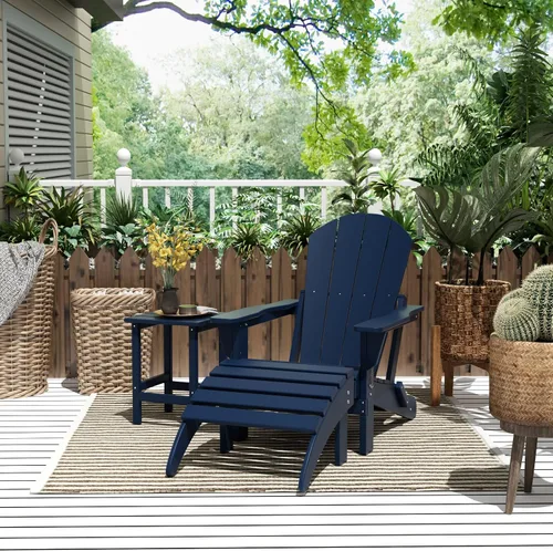 Vista 56 de WestinTrends Malibu - Silla de salón para exteriores, juego de 2 sillas Adirondack con otomana, sillas plegables de madera de polietileno para todo