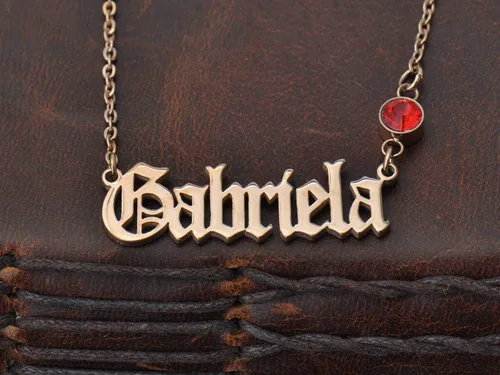 Vista 2 de HUAN XUN Collar con nombre de piedra natalicia, lindo para él