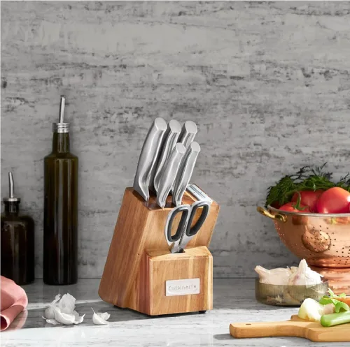 Vista 5 de Cuisinart Juego de Cuchillos Esenciales de Acero Inoxidable de 7 Piezas con Bloque y Afilador Integrado