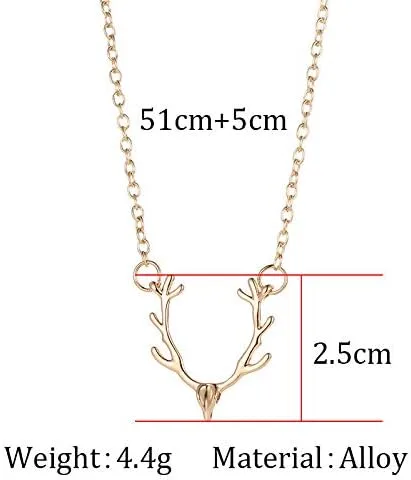 Vista 5 de Joya Gift Collar ajustable de aleación de oro rosa, cuernos de oro, collar de ciervo de plata, simple y a la moda, cabeza de alce para mujer
