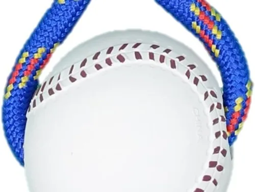 Vista 3 de Pelota de goma con cuerda de juguete para perros (béisbol)