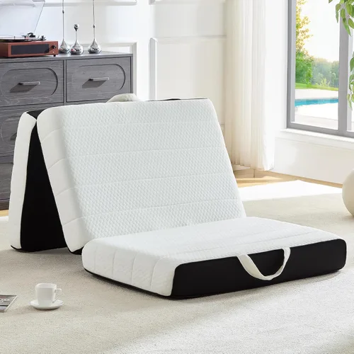 Vista 10 de ROXGOX Colchón Plegable, Cubrecolchón de Espuma Viscoelástica Twin de Triple Pliegue con Funda Lavable, Asa y Parte Inferior Antideslizante, Cama