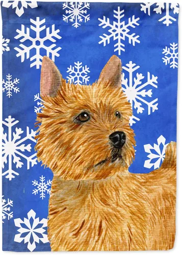 Vista 316 de Caroline's Treasures SC9374GF Bulldog English Snow flakes Holiday Garden Flag Buzón Bandera decorativa para patio exterior, patio, obras de arte
