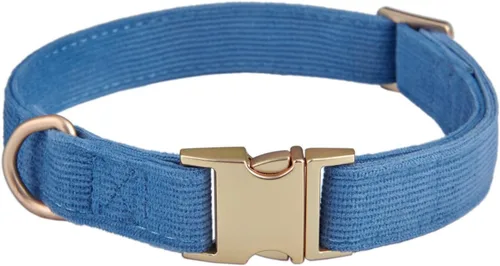Vista 25 de Collar de algodón suave para perro con hebilla de metal, ajustable, resistente, cómodo, collares de pana para perros pequeños, medianos y grandes