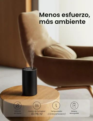 Vista 2 de Difusor de aceite esencial sin agua, difusores de aroma recargables con 3 niveles de niebla y temporizadores, difusor de aromaterapia portátil