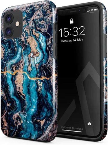 Vista 34 de BURGA - Funda compatible con iPhone 12, apta para carga inalámbrica, carcasa rígida híbrida de 2 capas + funda de silicona, resistente, ajuste