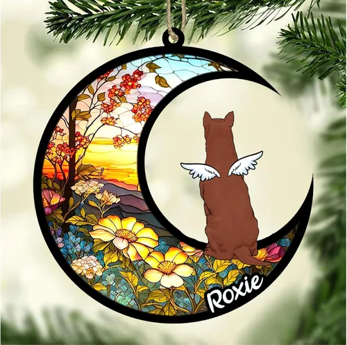 Vista 995 de LOVELYPOD Adorno de Navidad personalizado para perro Basset Hound (marrón) Basset Hound (marrón) adorno para atrapasoles de perro, razas de perros