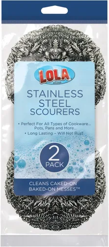 Vista 10 de LOLA - Estropajo de lana de acero inoxidable, tamaño jumbo, 1.23 oz, de LOLA, alambre plano rizado, limpia los desastres en utensilios de cocina, 1