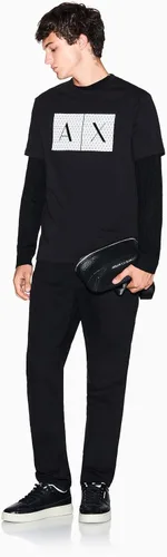 Vista 5 de Armani Exchange Camiseta Triangulation con cuello redondo para hombre Negro
