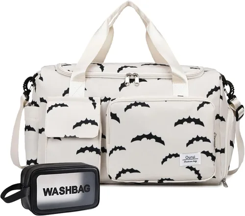 Vista 31 de Bolsa de Gimnasio Pequeña para Mujer, Bolsa de Lona de Viaje, Bolsa de Fin de Semana con Compartimento para Zapatos rosado