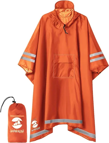 Vista 25 de SaphiRose Poncho de lluvia con capucha, impermeable, para hombres, mujeres y adultos Algas Azul 1 Pack