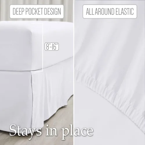 Vista 3 de LalaLOOM - Juego de sábanas suaves de lujo de 4 piezas para cama queen, con bolsillo profundo, microfibra transpirable, resistente a arrugas