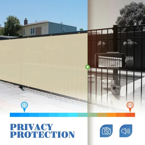Vista 5 de ECOOPTS Valla de privacidad de 6'x12' para cerca exterior con ojales de cobre, apta para cercas comerciales y jardines residenciales al aire libre