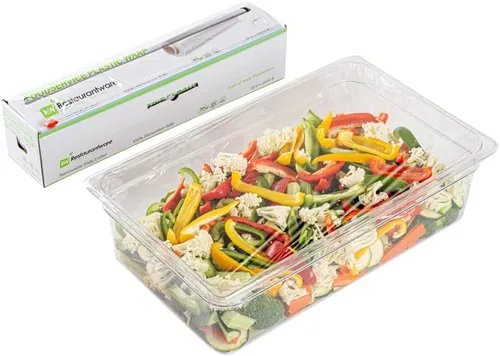 Vista 10 de Restaurantware-Basic Nature - Envoltura de alimentos de 12 x 200 pies, 1 envoltura adhesiva para microondas - con cortador deslizante integrado