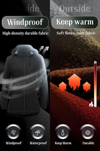 Vista 5 de Chrisuno Chaqueta ligera y larga con forro polar Softshell para mujer, impermeable Anorak con capucha extraíble