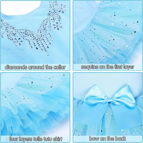 Vista 5 de BAOHULU Leotardos de ballet para niñas con falda completa, tutú de baile, disfraces de fiesta