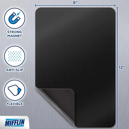 Vista 6 de USA - Hoja magnética negra de borrado en seco para refrigerador (12 x 8), organizador de pizarra para refrigerador resistente a las manchas