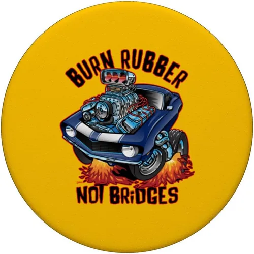 Vista 3 de Burn Rubber Not Bridges Fun Retro Nostalgia Car Cartoon Art PopSockets Adhesive PopGrip