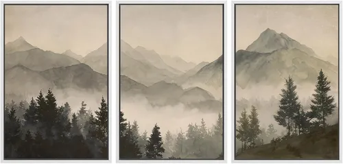 Vista 96 de SIGNWIN Lienzo enmarcado para pared, juego de arte de campos pastorales, flores silvestres, campo rústico, paisaje, floral, ilustraciones modernas