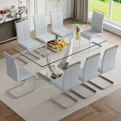 Vista 8 de Mesa de comedor moderna para mesa de comedor de mármol sintético de 4/6, 63 pulgadas, mesa de cocina rectangular, mesa de cocina y comedor de fácil