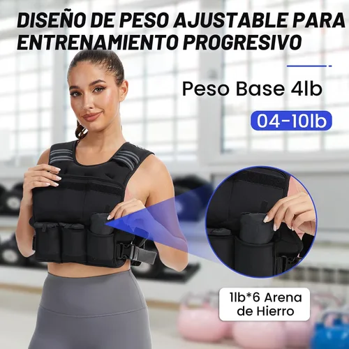 Vista 4 de VBSD Adjustable Weighted Vest for Women Men 4-10lb/11-20lb/20-32lb Vest with 6 Ironsand Weights Body Weight Vest with Reflective Strip for Running