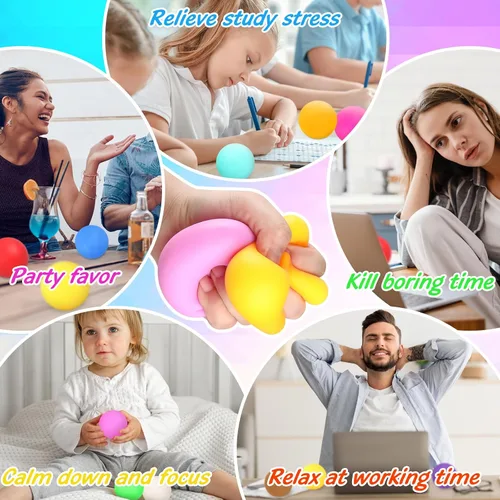Vista 10 de 40 Bolas Antiestrés - Bolas Antiestrés Blandas a Granel - Juguetes de Caja del Tesoro - Premios Fidget a Granel - Bolas Sensoriales - Bolas