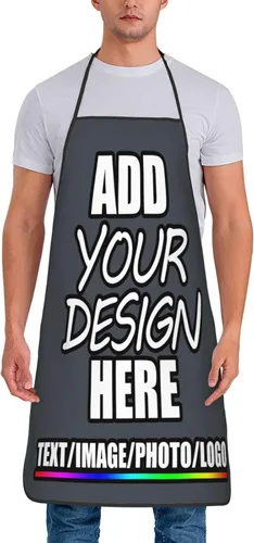 Vista 10 de Delantal personalizado personalizado para añadir nombre, foto, texto, logotipo, cocina ajustable para cocinero para hombres y mujeres