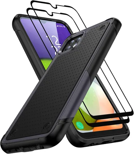 Vista 281 de Jeylly Compatible con Samsung Galaxy A22 5G Funda, Funda Samsung A22 5G con 2pcs protectores de pantalla de vidrio templado