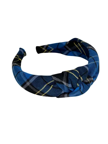 Vista 3 de Diadema anudada de 1.25 pulgadas, uniforme escolar, a cuadros, acolchada, con nudo en la parte superior, diadema de uniforme (cuadros 120)