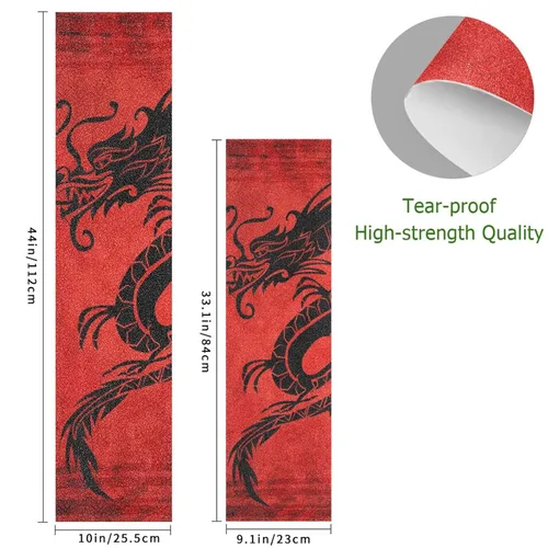 Vista 2 de China Dragon Skateboard Grip Tape 10 "x 40" Burbuja Impermeable Skateboard Grip Tape Sheet Antideslizante Griptape para Skateboard Longboard
