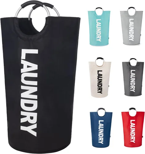 Vista 28 de Twira Cesta de lavandería grande de 90 litros, cesta de lavandería que se mantiene bien, bolsa de lavandería con asas acolchadas, contenedor de ropa