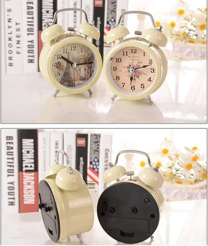 Vista 7 de ARTIBETTER 1pc reloj despertador con luz nocturna reloj de metal estudiante