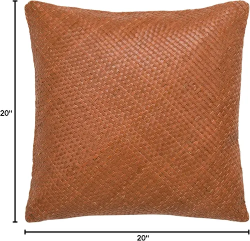 Vista 5 de SAFAVIEH Home Collection Kelci Camel - Almohada rectangular de piel tejida (12.0 x 20.0 in), 20 x 20 pulgadas