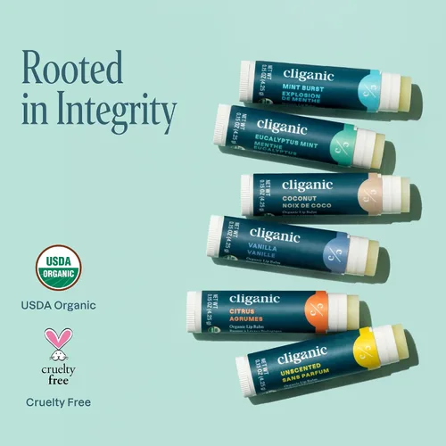 Vista 6 de Cliganic Set de bálsamo labial orgánico (6 sabores) - 100% hidratante natural, hidratante para labios secos y agrietados, regalo de relleno
