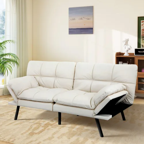 Vista 13 de MUUEGM Sofá cama futón de espuma viscoelástica, moderno sofá de oficina, cama convertible para espacios pequeños, apartamento, oficina, con respaldo