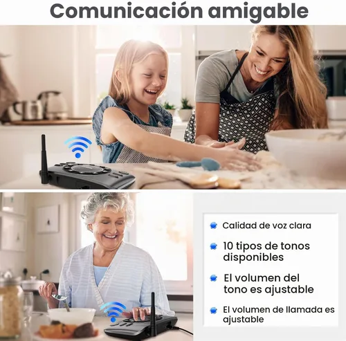 Vista 3 de Wuloo - Intercomunicadores inalámbricos manos libres para negocios en casa, sistema de intercomunicación de audio bidireccional mejorado para 1