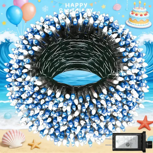 Vista 9 de Paquete de 2 Total 200 Pies 600 Luces LED de Navidad en Cadena, Luces de Árbol de Hadas Blanco Frío Conectables, 8 Modos y Temporizador Luces