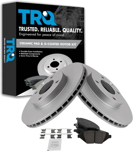 Vista 9 de TRQ Juego de pastillas de freno delantero y rotores con revestimiento de cerámica compatible con Jeep Compass Patriot 2017