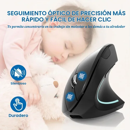 Vista 8 de Ratón Bluetooth tipo c y USB 2.4G, inalámbrico, inalámbrico, ergonómico, recargable, 800/1200/1600 DPI, botones para laptop, escritorio, PC